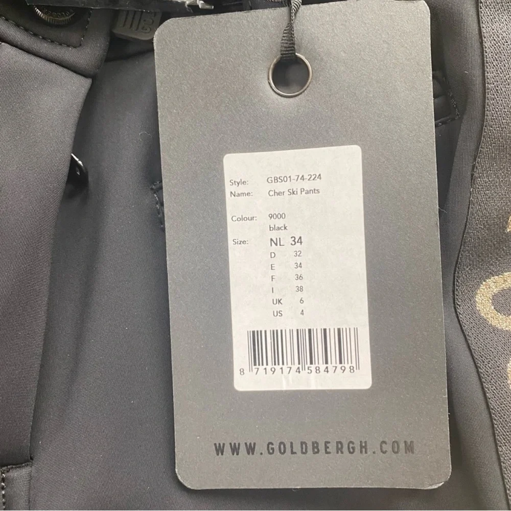 NWT Goldbergh Cher Ski Pant in Black and Gold, US Size 4 - Picture 2 of 8